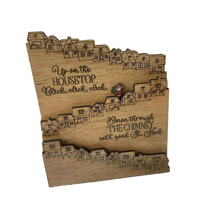 Wooden Christmas Advent Calendar House - 25-Day Countdown Display with Drawers, Festive Holiday Gift Organizer for Home & New Year Decor