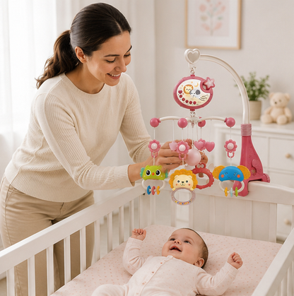 Baby Crib Mobile with Music and Lights - Remote Controlled Projection Toy for Infant Sleep and Development