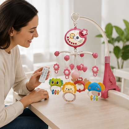 Baby Crib Mobile with Music and Lights - Remote Controlled Projection Toy for Infant Sleep and Development
