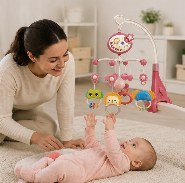 Baby Crib Mobile with Music and Lights - Remote Controlled Projection Toy for Infant Sleep and Development