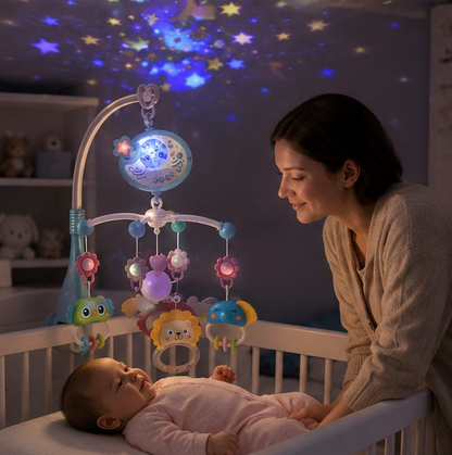 Baby Crib Mobile with Music and Lights - Remote Controlled Projection Toy for Infant Sleep and Development