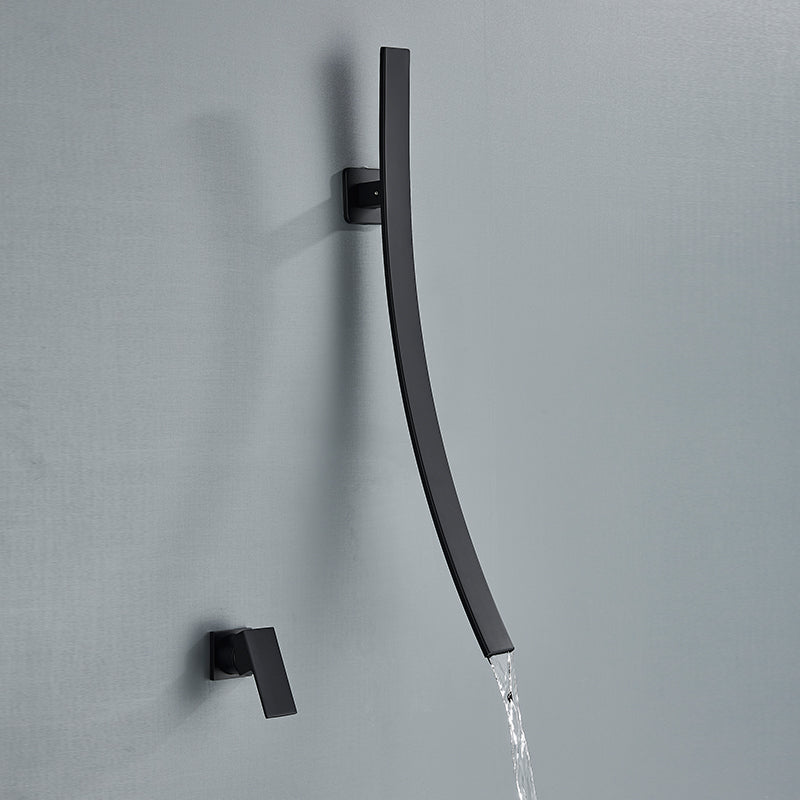 Wall-Mounted Single Handle Bathroom Basin Mixer Faucet – 70cm Black Single Handle Sink Tap, Hot-Cold Water Mixer
