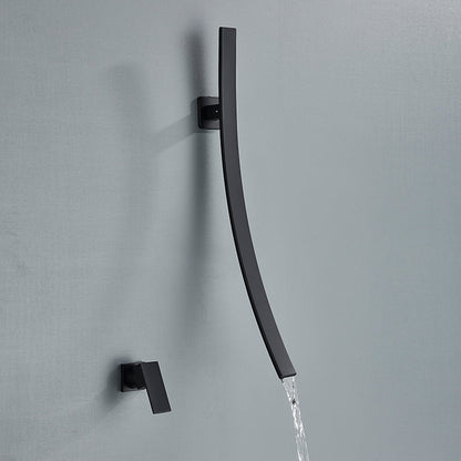 Wall-Mounted Single Handle Bathroom Basin Mixer Faucet – 70cm Black Single Handle Sink Tap, Hot-Cold Water Mixer