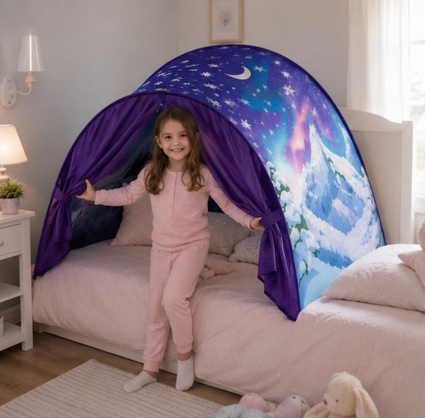 Children's Starry Bed Tent Canopy - Foldable Light Blocking Bed Cover with Mosquito Protection for Kids, Babies and Cozy Sleep Spaces
