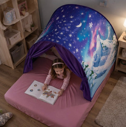 Children's Starry Bed Tent Canopy - Foldable Light Blocking Bed Cover with Mosquito Protection for Kids, Babies and Cozy Sleep Spaces