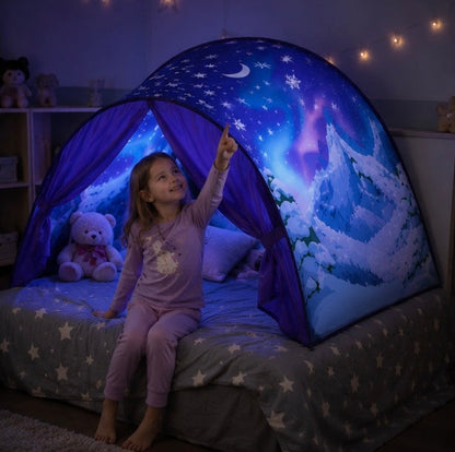Children's Starry Bed Tent Canopy - Foldable Light Blocking Bed Cover with Mosquito Protection for Kids, Babies and Cozy Sleep Spaces