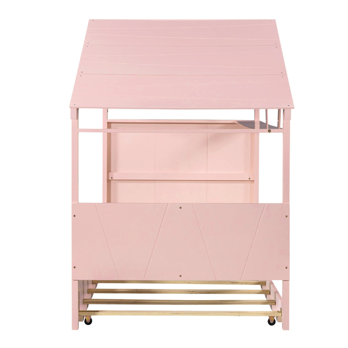 Twin Size Wood House Bed with Trundle and Storage