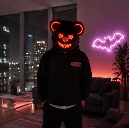 Glowing Bear Horror Mask - LED Light Up Scary Costume Mask for Halloween Cosplay Party Props