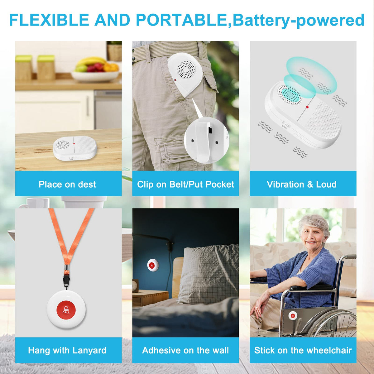 CallToU Caregiver Pager  Vibration Pager Nurse Calling Alert System elderly Wireless SOS Call Button