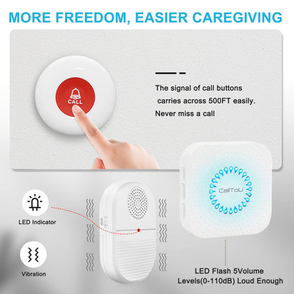 CallToU Caregiver Pager  Vibration Pager Nurse Calling Alert System elderly Wireless SOS Call Button