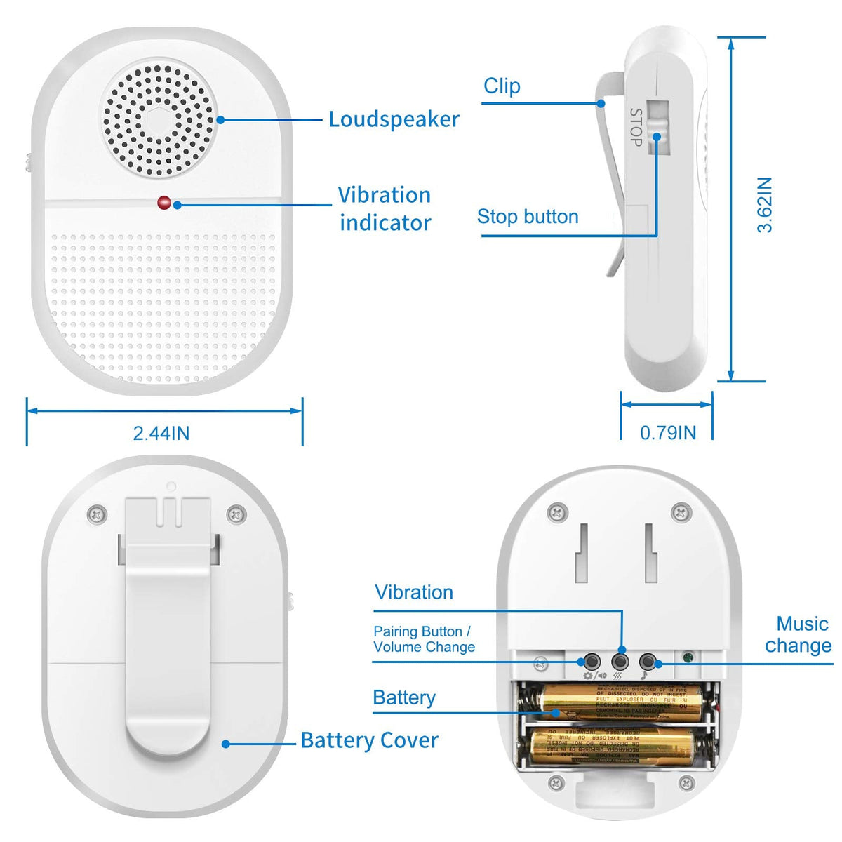 CallToU Caregiver Pager  Vibration Pager Nurse Calling Alert System elderly Wireless SOS Call Button