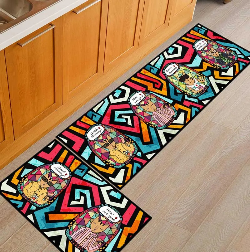 Non-Slip Kitchen Floor Mat & Runner – Printed Flannel with Dot-Grip Backing, 13 Prints