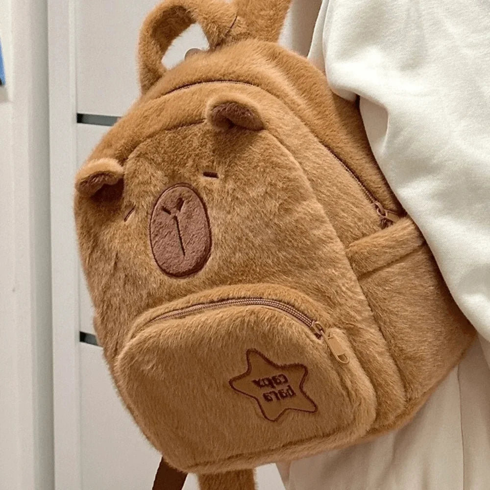 Capybara Plush Backpack – Adorable Kawaii Shoulder Bag Doubles as a Plushie Gift for Kids and Girlfriend’s Everyday Delight
