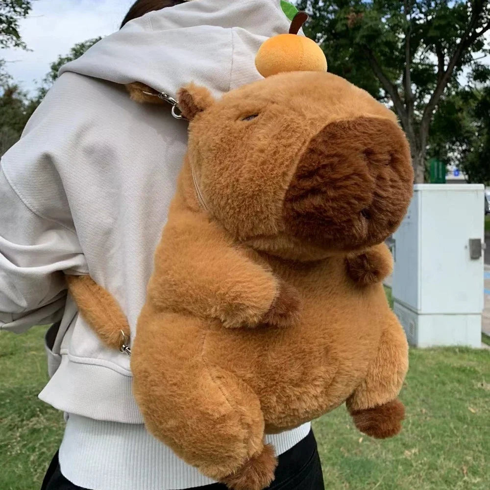 Capybara Plush Backpack – Adorable Kawaii Shoulder Bag Doubles as a Plushie Gift for Kids and Girlfriend’s Everyday Delight