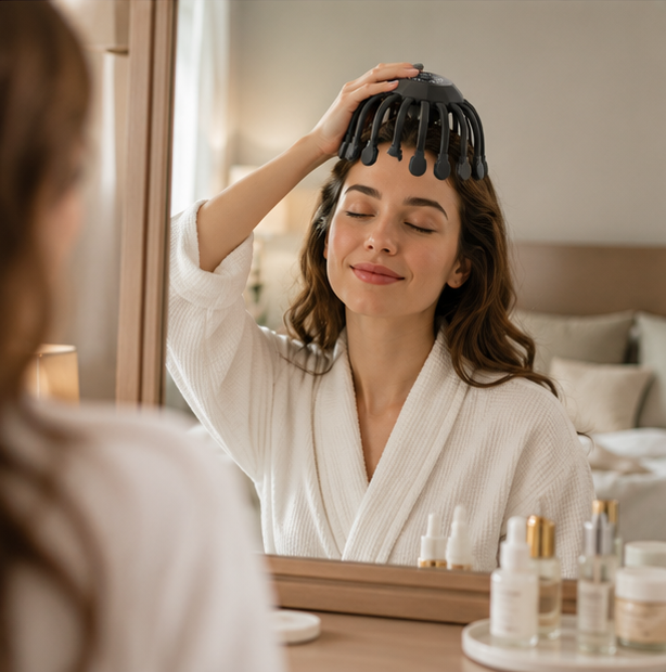 Electric Scalp Massager – 24 Head Octopus Vibration Massage Tool with Bluetooth Music for Relaxation and Stress Relief