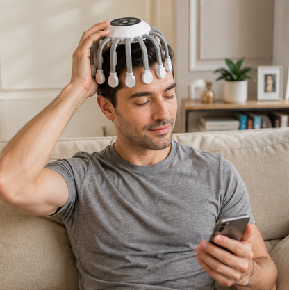 Electric Scalp Massager – 24 Head Octopus Vibration Massage Tool with Bluetooth Music for Relaxation and Stress Relief