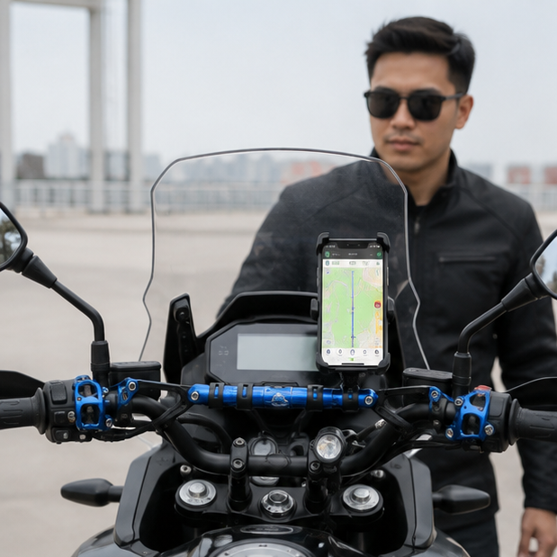 Motorcycle GPS Crossbar Mount – Handlebar Phone Holder and Light Bracket for Honda PCX125 PCX150 PCX160 Touring