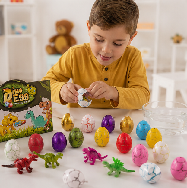 Magic Growing Dinosaur Eggs Set - Water Hatching Educational Surprise Toys for Kids with 60 Colorful Dinosaur Eggs