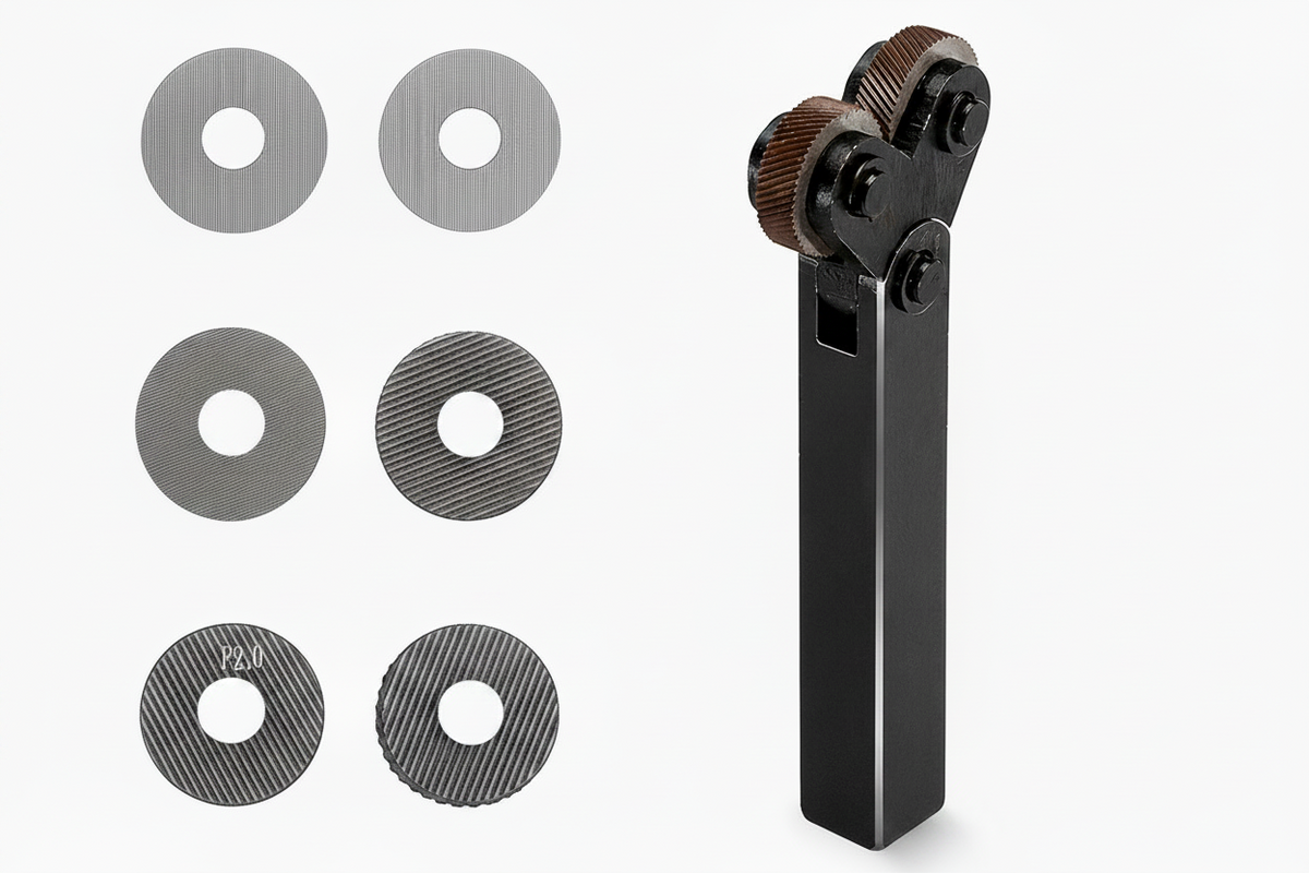 Diagonal Dual-Wheel Linear Knurling Tool – Hardened Steel Lathe Cutter and Knurl Holder for Precision Metal Turning, Machining and Workshop Projects