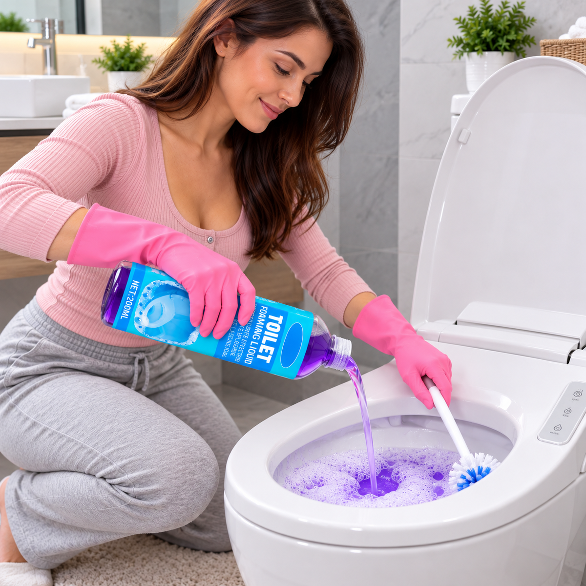 Smart Toilet Foaming Liquid Refill – 200ML Long-Lasting Anti-Splash Foam Shield Cleaner with Fresh Odor Control for Cleaner Bathroom Use
