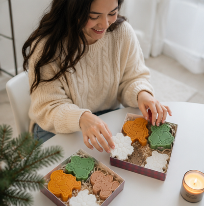 Christmas Scented Candle Gift Set – Soy Wax Holiday Aromatherapy Candles with Festive Designs