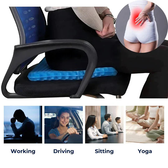 Orthopedic Gel Seat Cushion | Pressure Relief - Tailbone Pain - Lower Back Support - For Office Chair - Car - Wheelchair Use