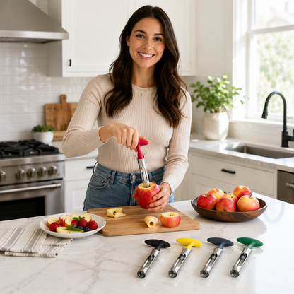 Stainless Steel Apple Corer Tool - Premium Fruit Seeder Slicer for Apples Pears and Quick Kitchen Food Preparation