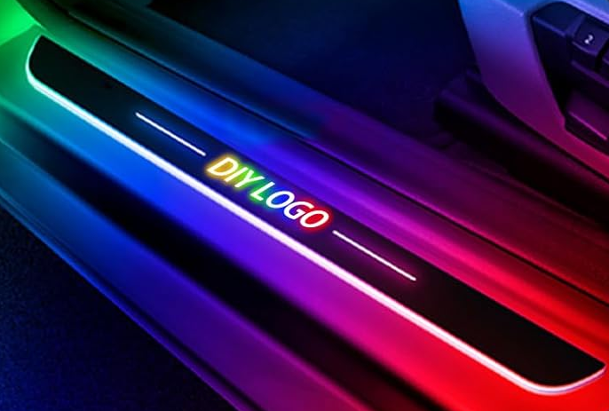 LED Wireless Car Door Sill Lights – 4PCS USB Welcome Light Pathway Pedal Lamp Kit for Audi A3 A4 A5 A7 Q5 Q7 Models