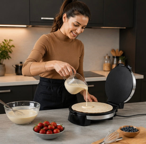 Electric Pancake Maker Machine - Multi-Purpose Household Cake and Crepe Cooker for Quick Breakfasts, Snacks and Family Gatherings