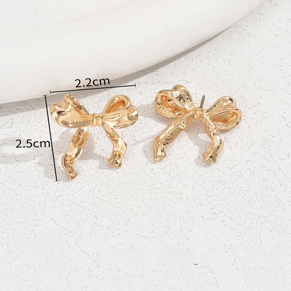 Dainty Bowknot Pearl Stud Earrings – Classic Gold & Silver Daily Wear Jewelry for Elegant Women