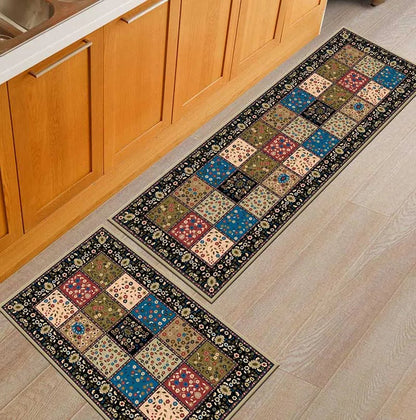 Non-Slip Kitchen Floor Mat & Runner – Printed Flannel with Dot-Grip Backing, 13 Prints