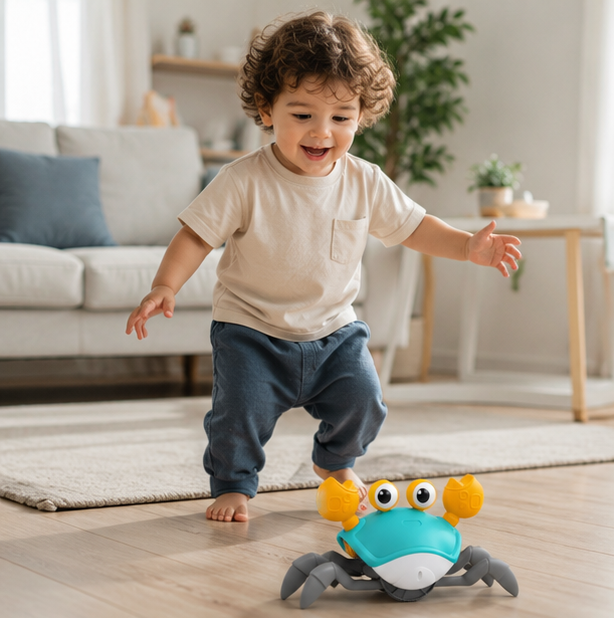Dancing Crab Interactive Toy - Crawling Musical Baby Toy for Sensory Development and Endless Entertainment