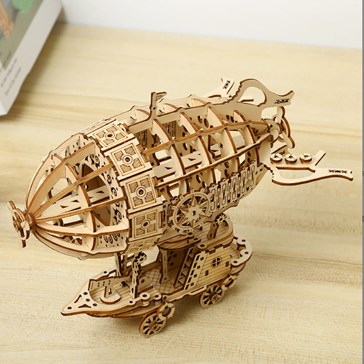 Airship Wooden Car Puzzle Model Kit – 3D Intricate DIY Mechanical Building Toy for Home Decor and Creative Handcraft Lovers