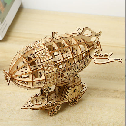 Airship Wooden Car Puzzle Model Kit – 3D Intricate DIY Mechanical Building Toy for Home Decor and Creative Handcraft Lovers
