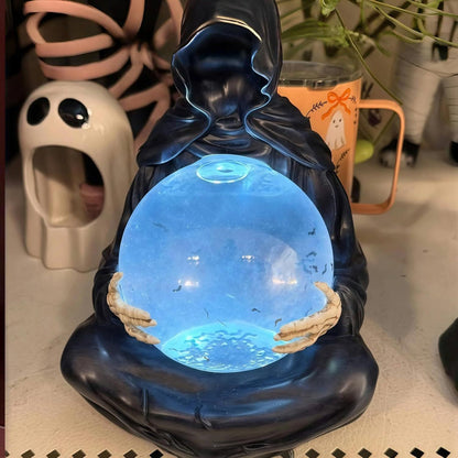 Halloween Grim Reaper Crystal Ball – Spooky Death God Ornament for Haunted House Party Decorations and Creepy Holiday Celebrations