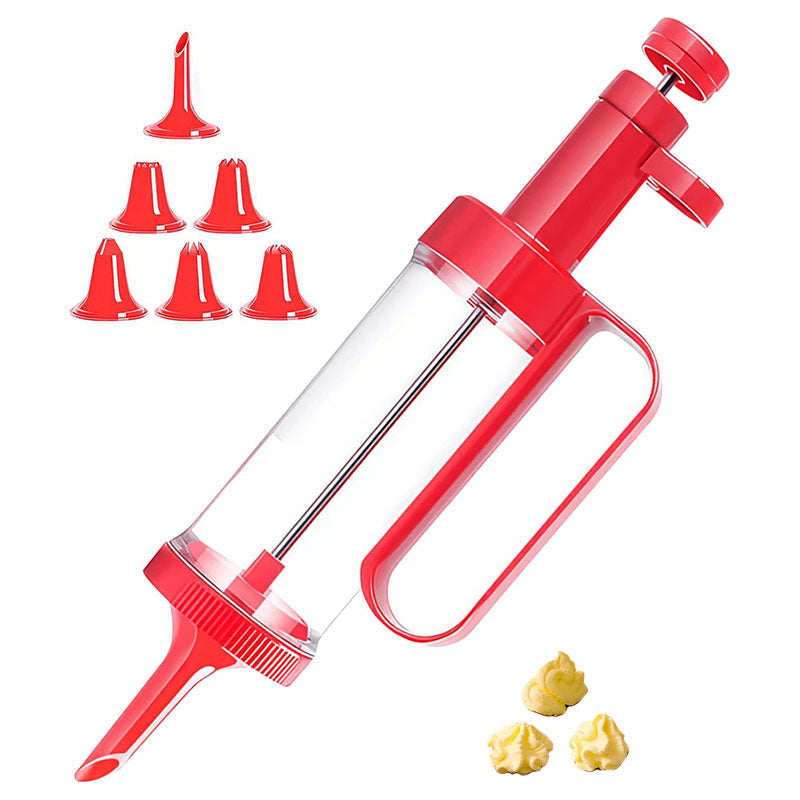 Cake Decorating Gun Kit – Cupcake Icing and Piping Tool with 6 Interchangeable Tips, Easy-to-Use Plastic Baking Kit for Cookies, Pastries, and Cake Decoration