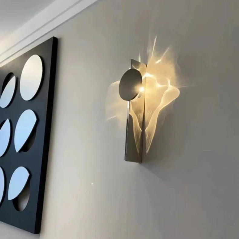 Chrome LED Sci-Fi Wall Light – 3000K Stainless Steel Lamp Sconce for Bedroom, Parlor, Stairs, Hallway
