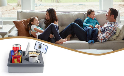 Grey Silicone Sofa Caddy Tray – Waterproof Armrest Organizer for Remotes, Snacks, Drinks & Phones in Any Living Space