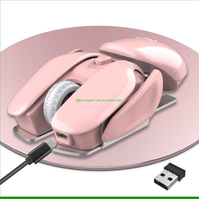 Ergonomic Wireless RGB Mouse – 4-Key Optical Mute Mouse with 1600 DPI for Work, Gaming, or Stylish Unisex Gift