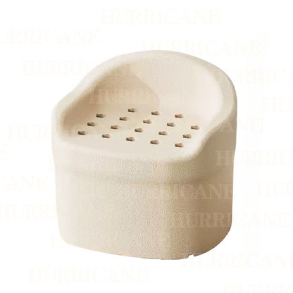 Molded Foam Bath Stool – Wide Curved-Back Shower Seat, in Gray or Cream