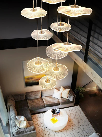 Nordic Modern Lotus Leaf Pendant Lamp – Height Adjustable Luxury Lighting Fixture for Villas, Dining Rooms, Living Spaces, Bars, or Hotel Interiors