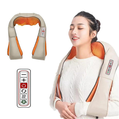Electric Shiatsu U-Shape Massage Shawl – Heated Infrared Kneading Neck, Back & Shoulder Massager for Deep Relaxation and Pain Relief