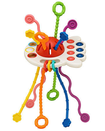 Montessori UFO String Toy - Food-Grade Silicone Sensory Activity Toy for Toddlers 6-18M, Fidget Toy for Travel & Learning