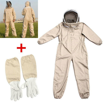 Professional Full-Body Beekeeping Suit with Ventilation and Protective Gloves – Durable Safety Outfit for Beekeepers and Outdoor Apiary Work