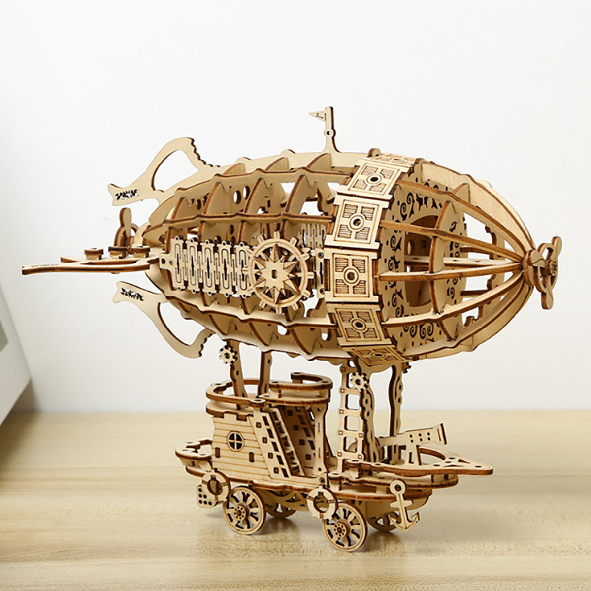 Airship Wooden Car Puzzle Model Kit – 3D Intricate DIY Mechanical Building Toy for Home Decor and Creative Handcraft Lovers