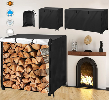 Heavy-Duty Firewood Storage Rack – 4-Foot Outdoor Wood Holder with Waterproof Cover for Logs, Blankets, and Patio Organization