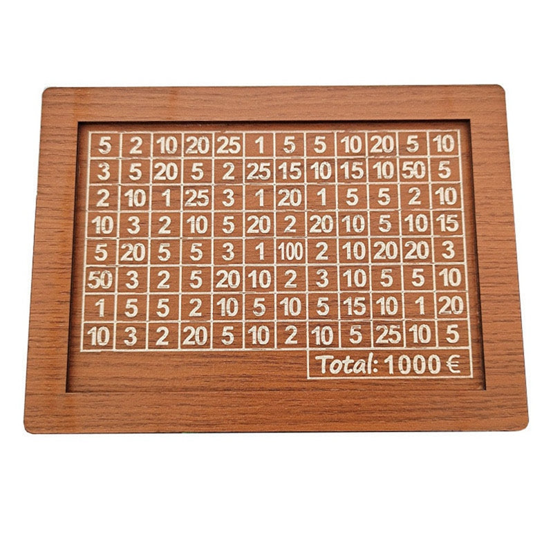Wooden Cash Vault Savings Box – Secure Adult Money Bank with Target Tracker & Numbered Goal Display