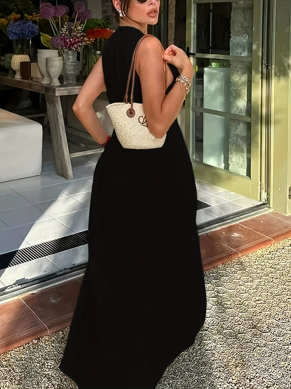 Women’s Long Maxi Dress – Sleeveless Polyester Summer Dress for Casual or Formal Occasions, Lightweight and Stylishly Comfortable