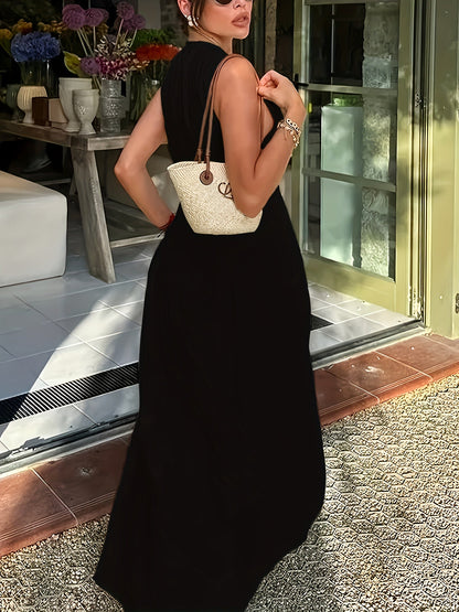 Women’s Long Maxi Dress – Sleeveless Polyester Summer Dress for Casual or Formal Occasions, Lightweight and Stylishly Comfortable