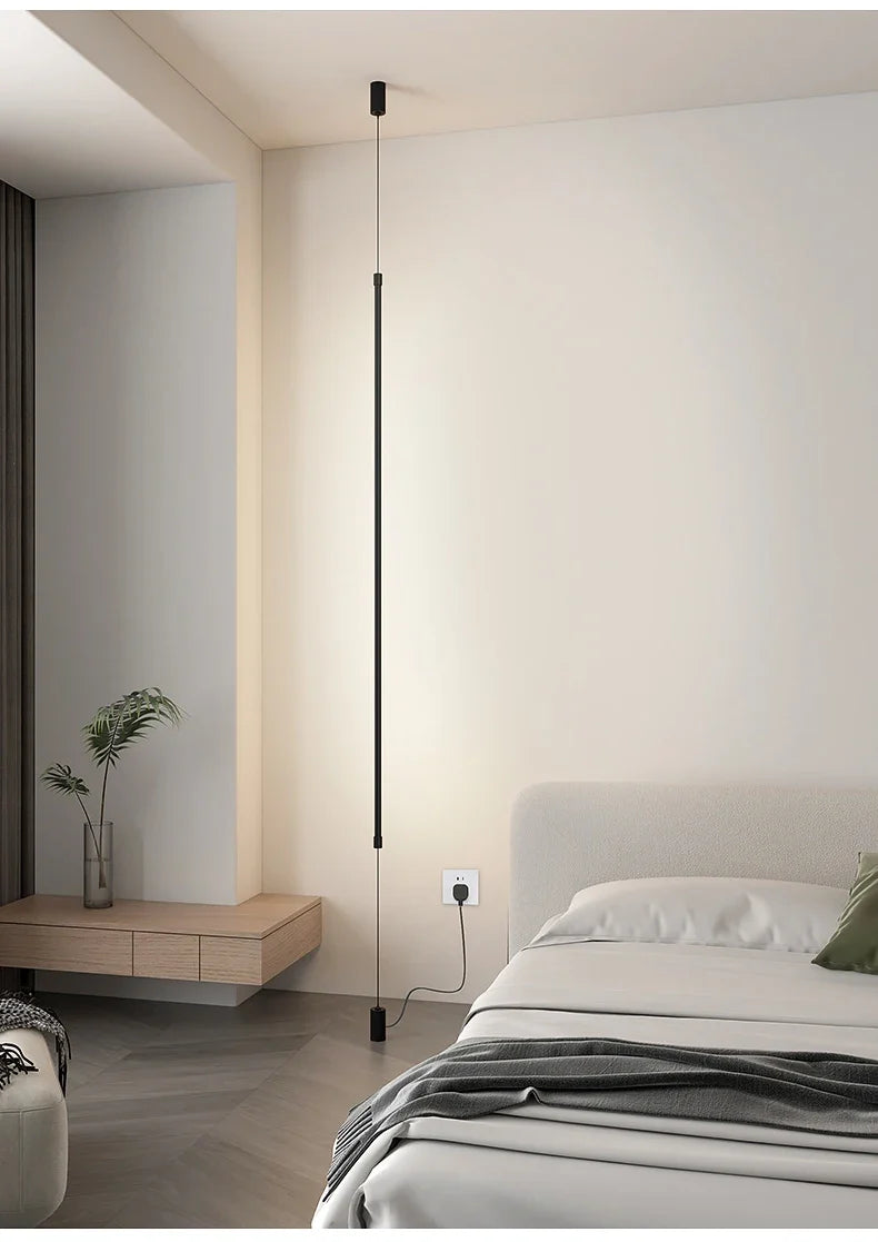 Minimalist Black LED Floor Lamp – Modern Home Decoration Light Fixture for Living Room, Bedroom, or Hallway